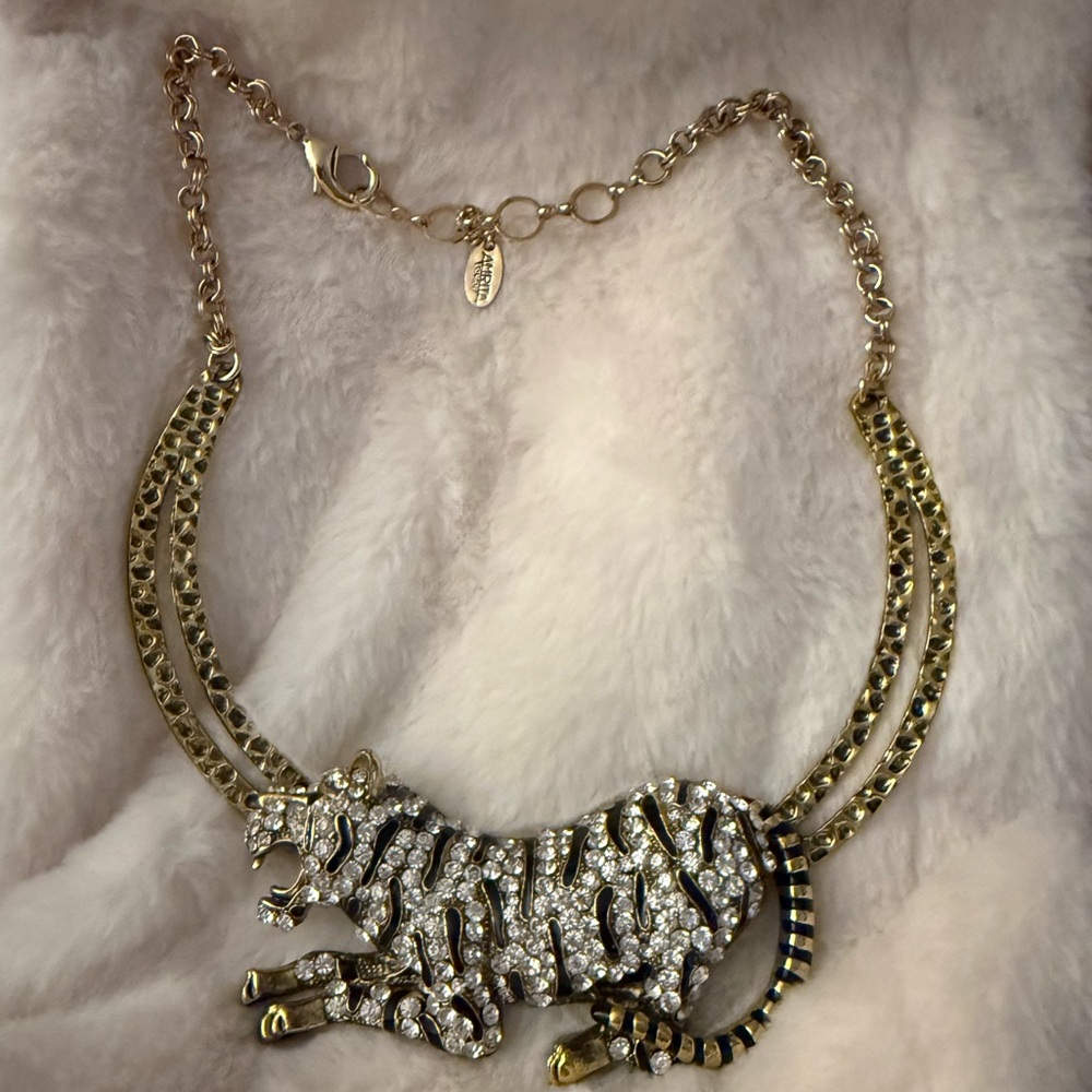 Vintage Amrita Singh Tiger Necklace Featuring Australian Rhinestones